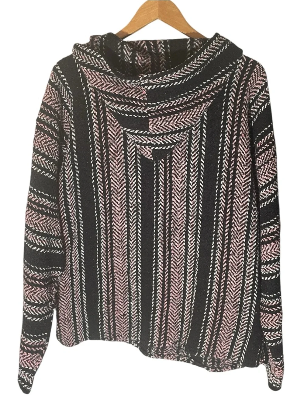 C5- Black & rust Patterned Hooded Sweater rug sweatshirt